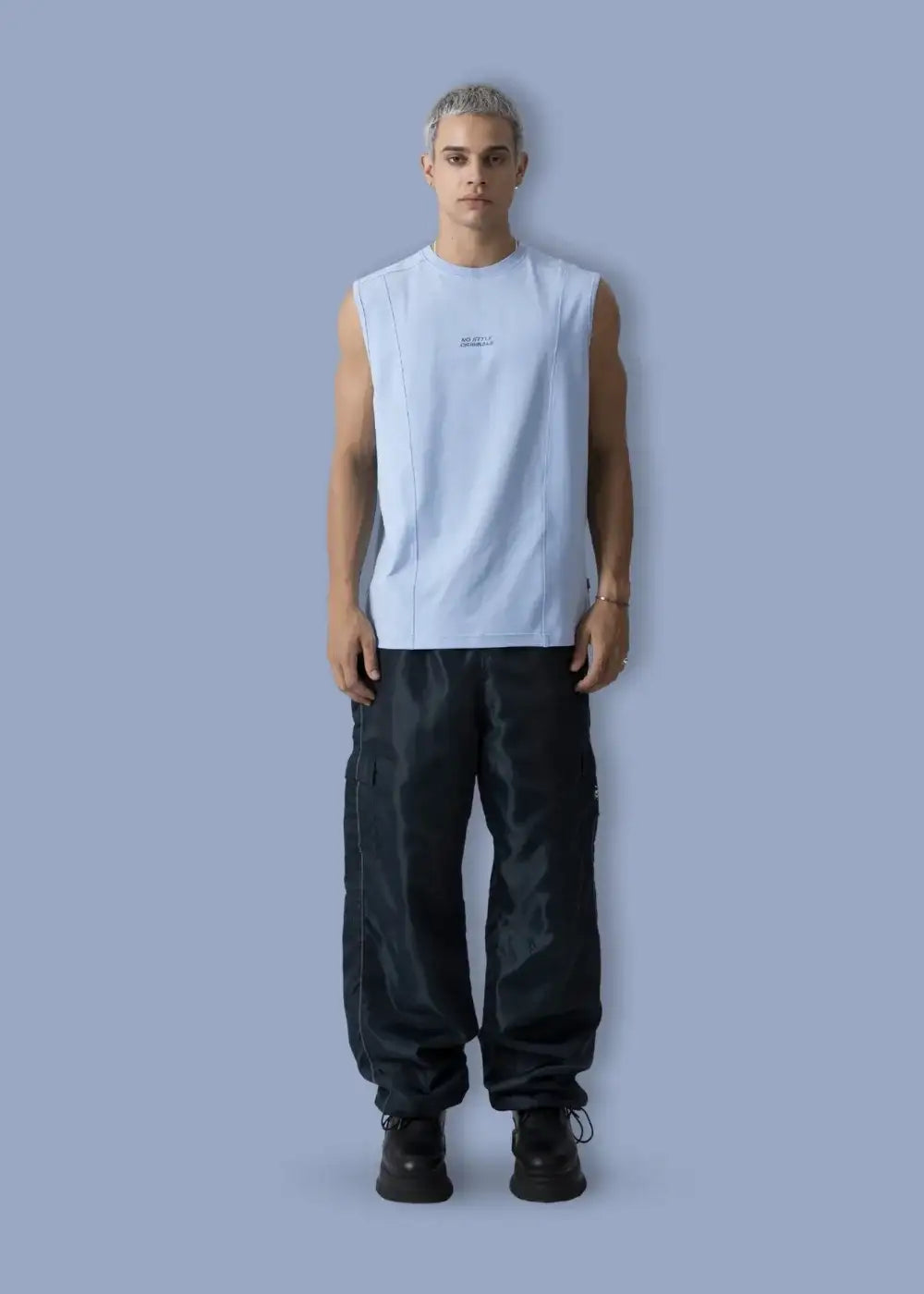 Áo Thun Tank Top FlexFit™ Cotton Mềm Mịn Co Giãn The No Style 021 Màu Xanh Dương Nhạt Phom Ôm Vừa F2 - Ảnh 7
