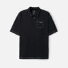 Áo Thun Polo Cotton Co Giãn Chỉ Nổi Tạo Kiểu The No Style 027 Màu Đen Phom Rộng Rãi F4