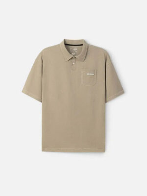 Áo Thun Polo Cotton Co Giãn Chỉ Nổi Tạo Kiểu The No Style 027 Màu Nâu Phom Rộng Rãi F4