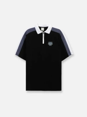 Alternative view of Áo Thun Polo AirDry™ Dây Kéo Cổ Phối Màu The No Style 029 Màu Đen Phom Rộng Rãi F4